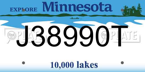 J38990T Minnesota License Plate