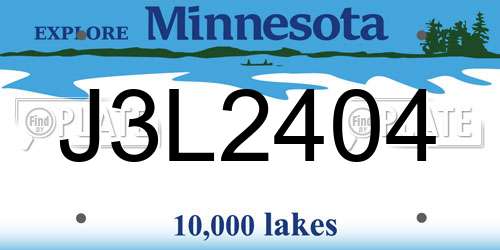J3L2404 Minnesota License Plate