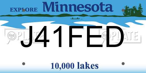 J41FED Minnesota License Plate