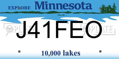 J41FEO Minnesota License Plate