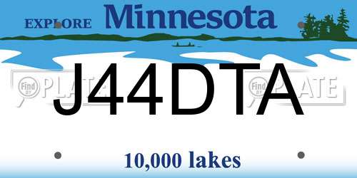 J44DTA Minnesota License Plate