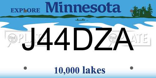 J44DZA Minnesota License Plate