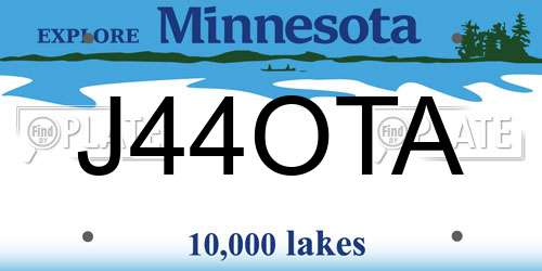 J44OTA Minnesota License Plate