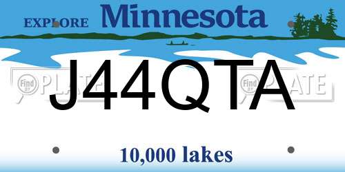J44QTA Minnesota License Plate