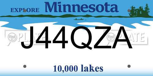 J44QZA Minnesota License Plate