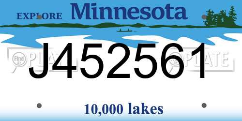 J452561 Minnesota License Plate