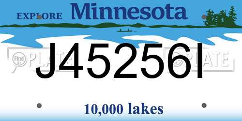 J45256I Minnesota License Plate