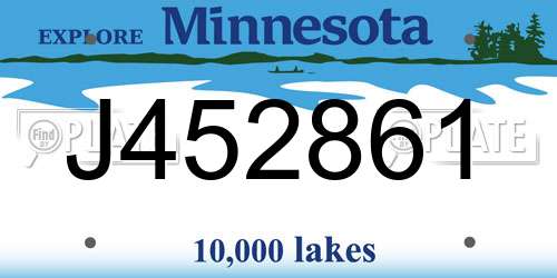J452861 Minnesota License Plate