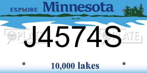 J4574S Minnesota License Plate