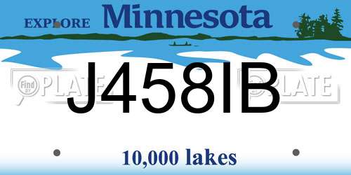 J458IB Minnesota License Plate