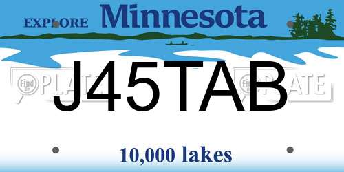 J45TAB Minnesota License Plate