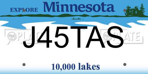 J45TAS Minnesota License Plate