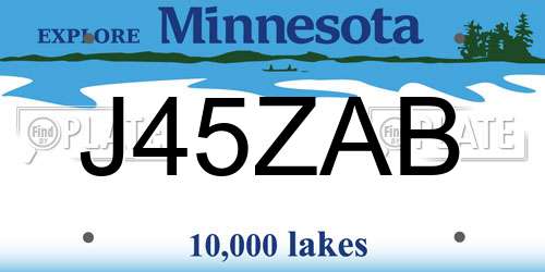 J45ZAB Minnesota License Plate