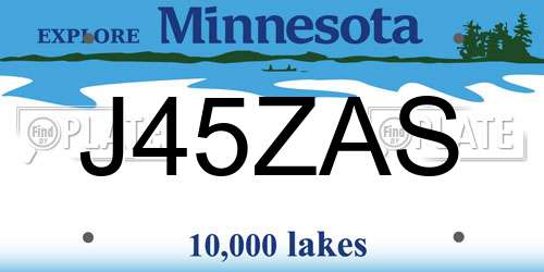 J45ZAS Minnesota License Plate