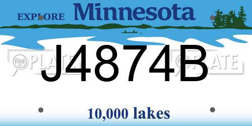 J4874B Minnesota License Plate