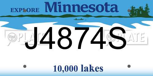 J4874S Minnesota License Plate