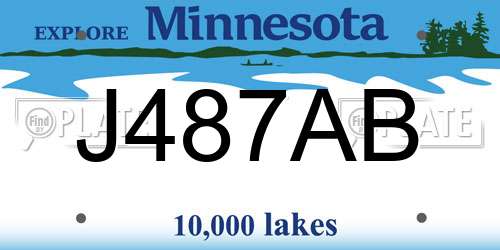 J487AB Minnesota License Plate