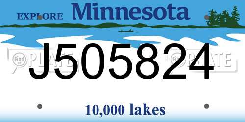 J505824 Minnesota License Plate