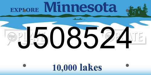 J508524 Minnesota License Plate