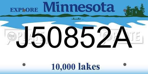 J50852A Minnesota License Plate