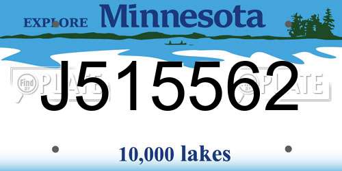 J515562 Minnesota License Plate