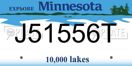 J51556T Minnesota License Plate