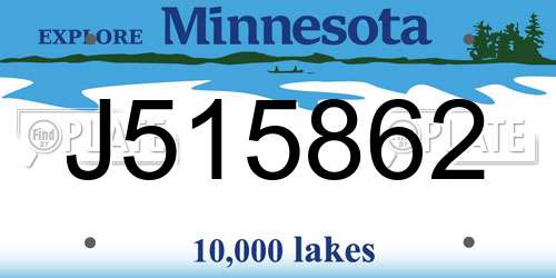 J515862 Minnesota License Plate
