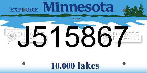 J515867 Minnesota License Plate