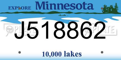 J518862 Minnesota License Plate