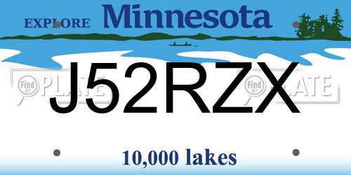 J52RZX Minnesota License Plate