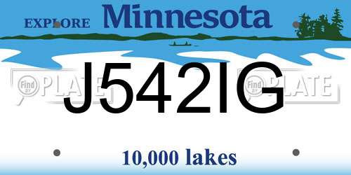 J542IG Minnesota License Plate