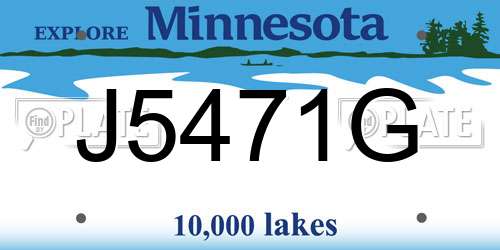 J5471G Minnesota License Plate