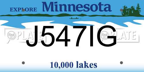 J547IG Minnesota License Plate