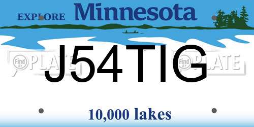 J54TIG Minnesota License Plate