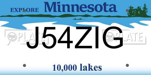 J54ZIG Minnesota License Plate