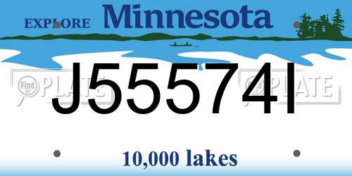 J55574I Minnesota License Plate