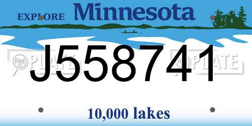 J558741 Minnesota License Plate