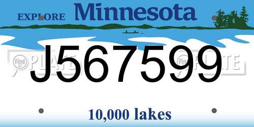 J567599 Minnesota License Plate