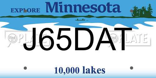 J65DAT Minnesota License Plate