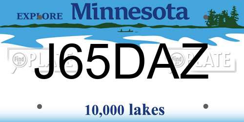 J65DAZ Minnesota License Plate