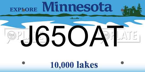 J65OAT Minnesota License Plate