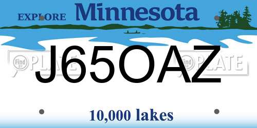 J65OAZ Minnesota License Plate