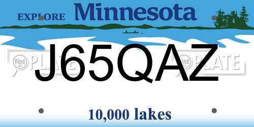 J65QAZ Minnesota License Plate