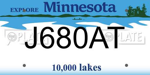 J680AT Minnesota License Plate
