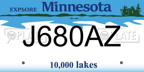 J680AZ Minnesota License Plate