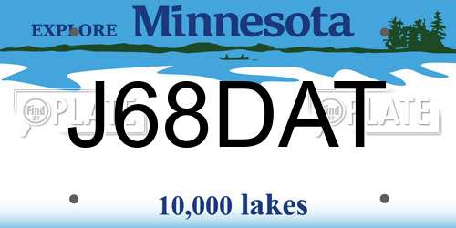 J68DAT Minnesota License Plate