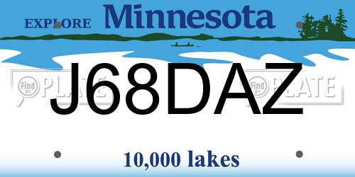 J68DAZ Minnesota License Plate