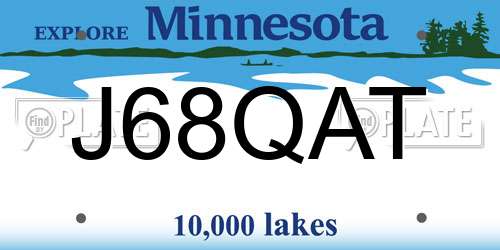 J68QAT Minnesota License Plate