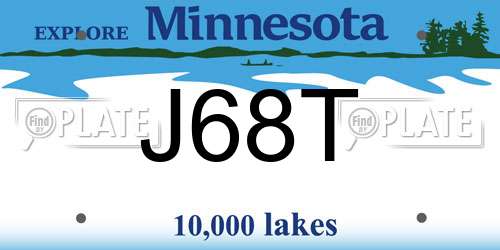 J68T Minnesota License Plate