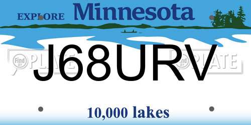 J68URV Minnesota License Plate
